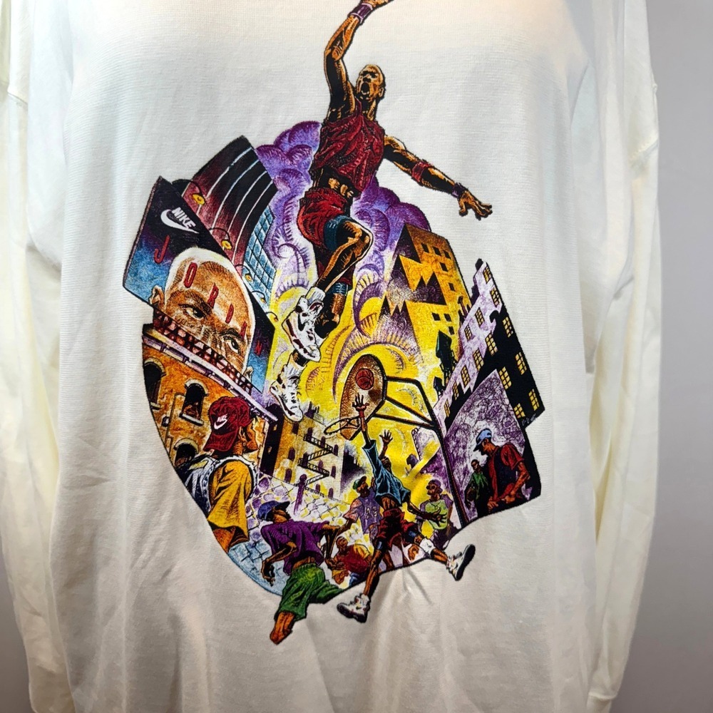 NWT Jordan‎ Graphic Long Sleeve T-Shirt Oversized Fit Women's Large Athleisure - Picture 2 of 10